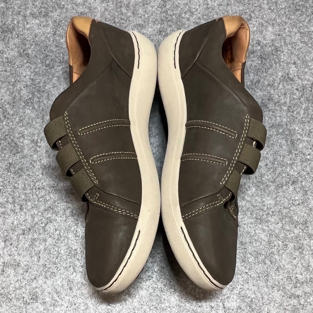 Clarks Nalle Ease Dark Olive Leather Slip On Sneakers Comfort Shoes Womens 9M - Picture 4 of 7